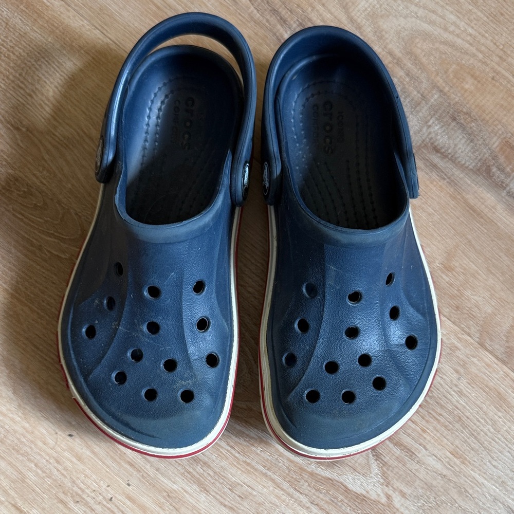 CROCS Kids Dark Blue Sandals with Red Trim